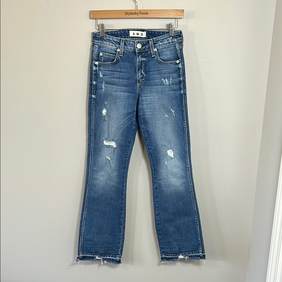AMO Bex Jean Dreamer Destroy Distressed Boot Cut Revolve Raw Hem Sz 25 NEW - Picture 3 of 15